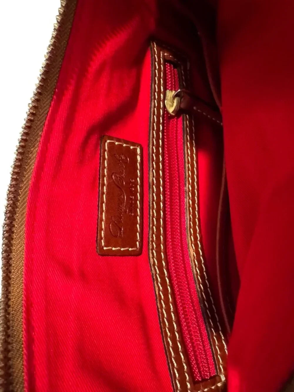 Dooney & Bourke Pebble Grain Leather Crossbody Bag Cognac Letter Carrier EUC